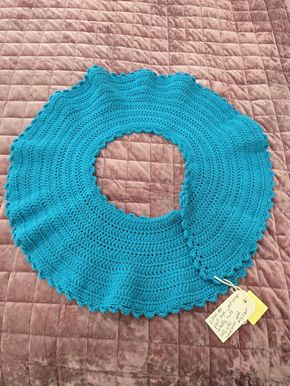 Women’s Crochet Circle Scarf in Teal
